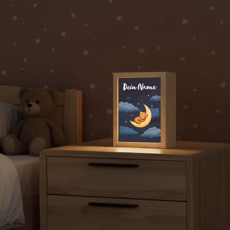 Nachtlicht Kinder mit Namen - Teddybär - Mond - Wolken - Sterne — 2