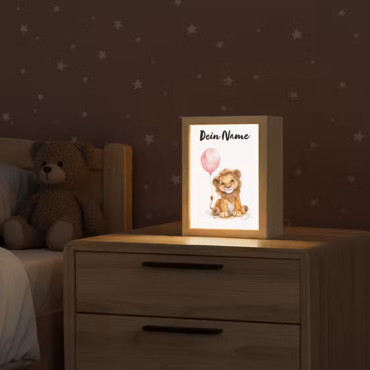 Nachtlicht Kinder mit Namen - Löwe - Babytier - Rosa Luftballon — 2