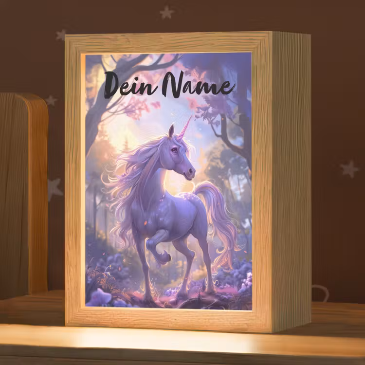 Nachtlicht Kinder mit Namen - Einhorn - Lila - Märchen - Fantasietier — 1