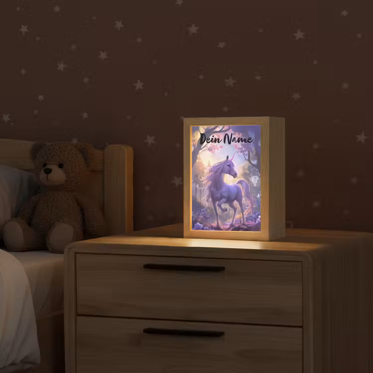 Nachtlicht Kinder mit Namen - Einhorn - Lila - Märchen - Fantasietier — 2
