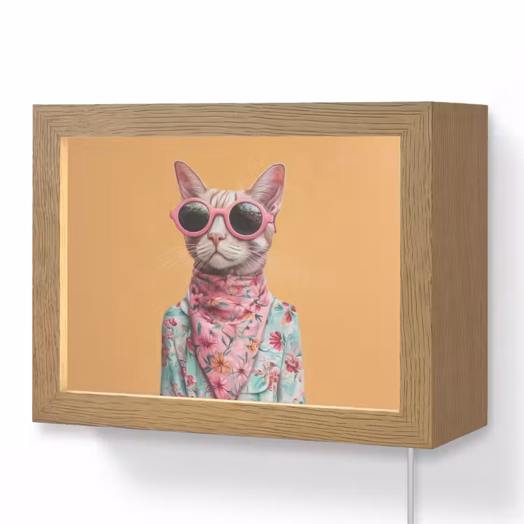 Lightbox - Wandleuchte - Sonnenbrille - Katze - Halstuch - Blumen — 1