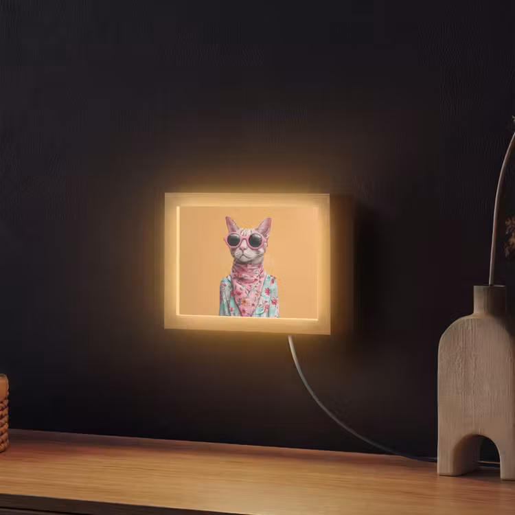 Lightbox - Wandleuchte - Sonnenbrille - Katze - Halstuch - Blumen — 2