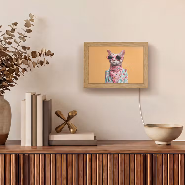 Lightbox - Wandleuchte - Sonnenbrille - Katze - Halstuch - Blumen — 4
