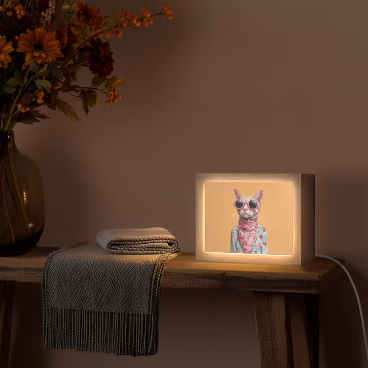 Lightbox - Wandleuchte - Sonnenbrille - Katze - Halstuch - Blumen — 5