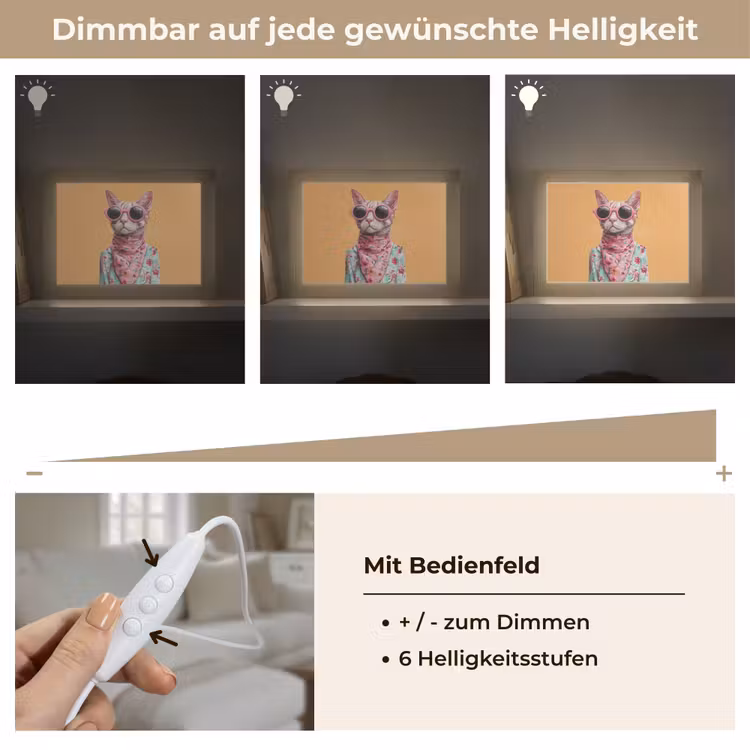 Lightbox - Wandleuchte - Sonnenbrille - Katze - Halstuch - Blumen — 8