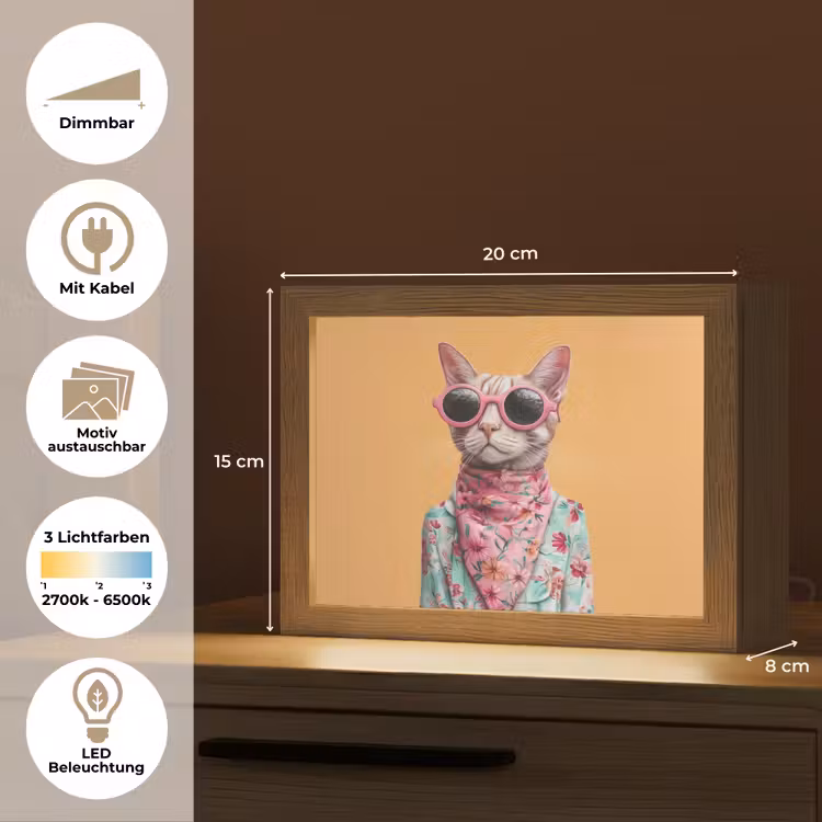 Lightbox - Wandleuchte - Sonnenbrille - Katze - Halstuch - Blumen — 9