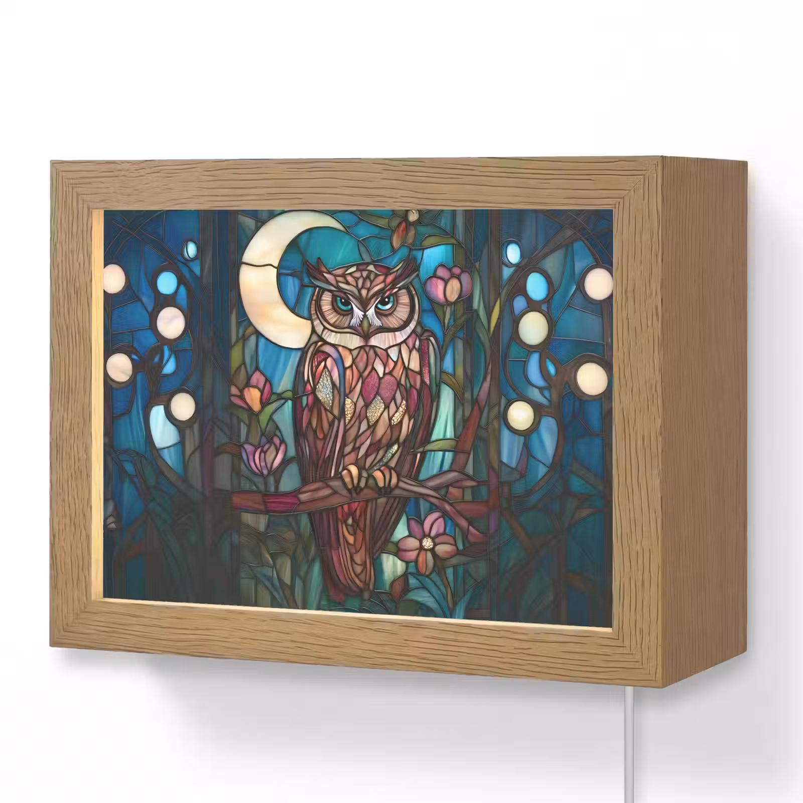 Lightbox - Wandleuchte - Eule - Mosaik - Mond - Nacht — 1