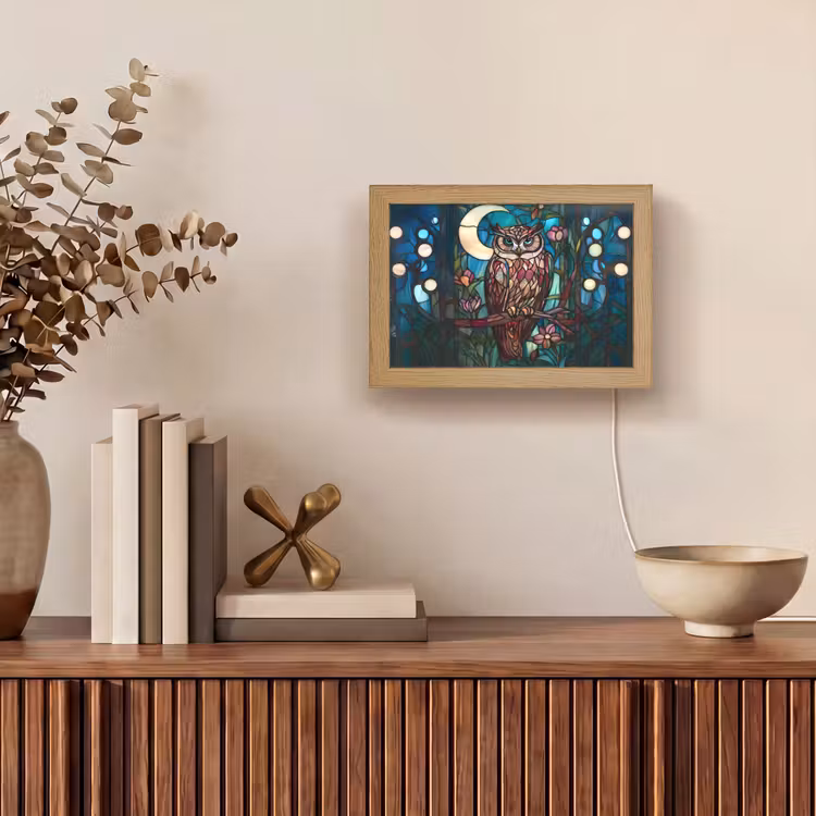 Lightbox - Wandleuchte - Eule - Mosaik - Mond - Nacht — 4