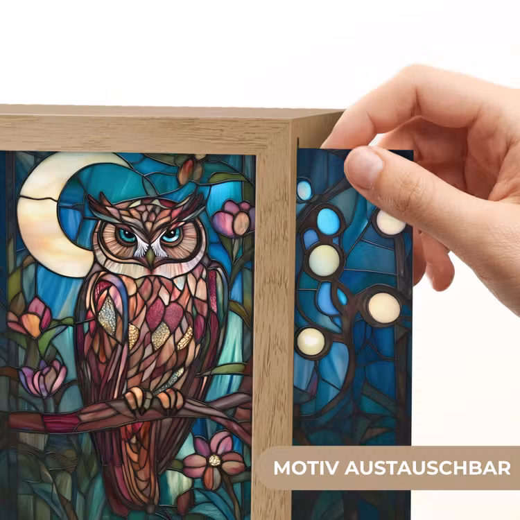 Lightbox - Wandleuchte - Eule - Mosaik - Mond - Nacht — 6