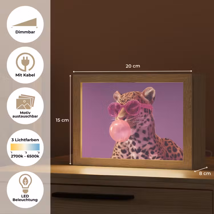Lightbox - Wandleuchte - Panther - Sonnenbrille - Kaugummiblase - Rosa — 9