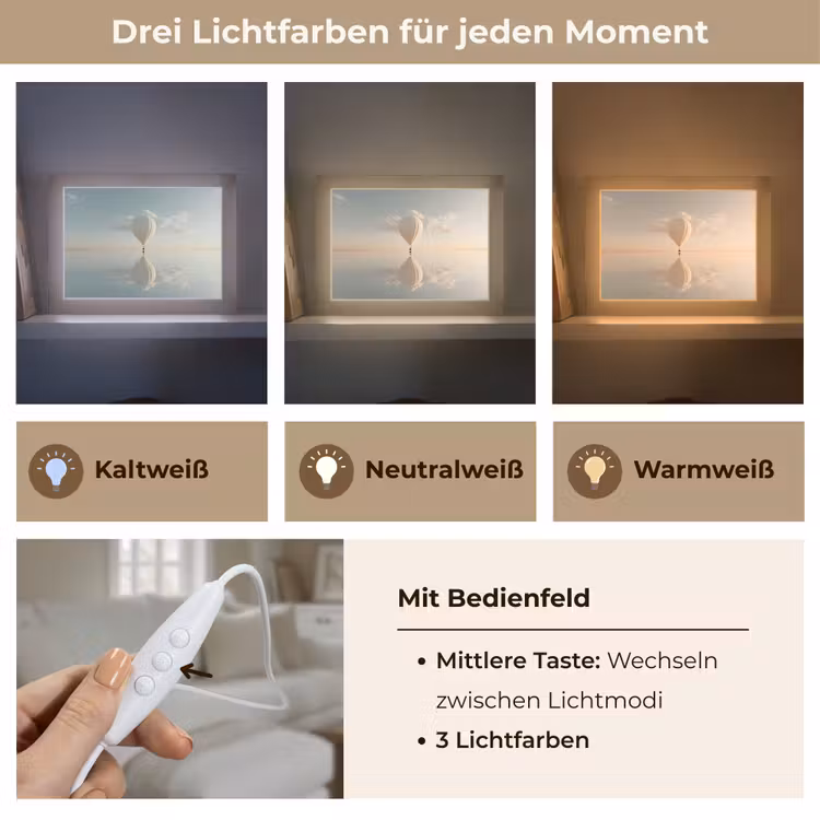 Lightbox - Wandleuchte - Heißluftballon - Wolken - Wasser - Blau — 7