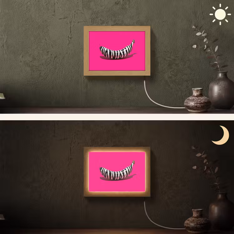 Lightbox - Wandleuchte - Banane - Zebramuster - Rosa — 3
