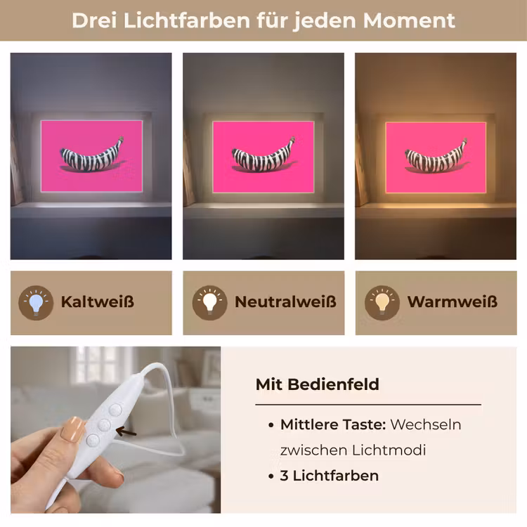 Lightbox - Wandleuchte - Banane - Zebramuster - Rosa — 7