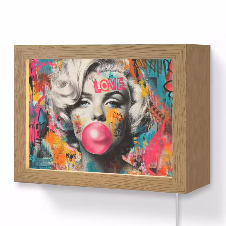 Lightbox - Wandleuchte - Frau - Kaugummi - Graffiti - Neonfarben — 1