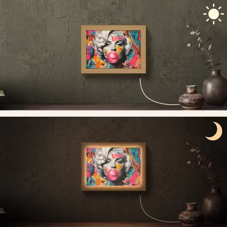 Lightbox - Wandleuchte - Frau - Kaugummi - Graffiti - Neonfarben — 3