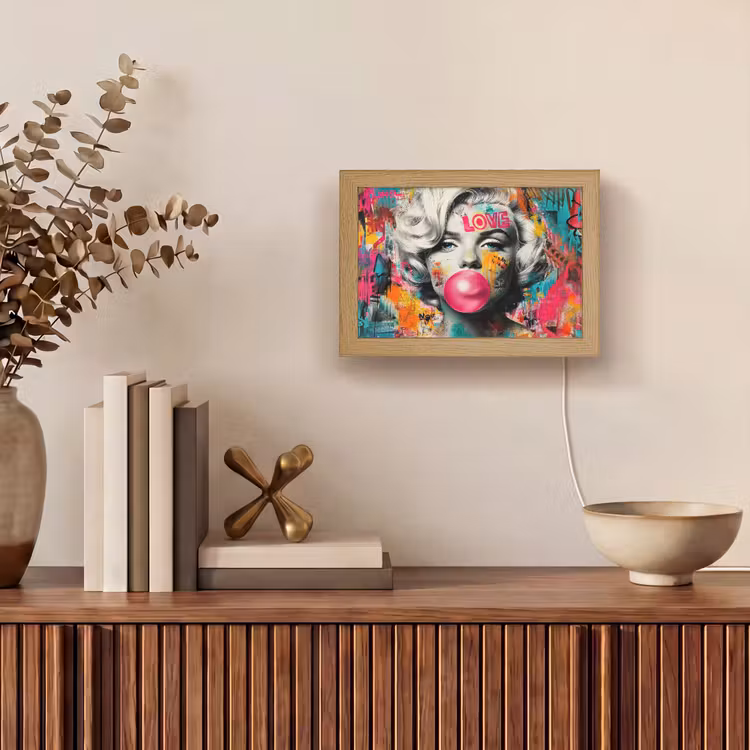 Lightbox - Wandleuchte - Frau - Kaugummi - Graffiti - Neonfarben — 4