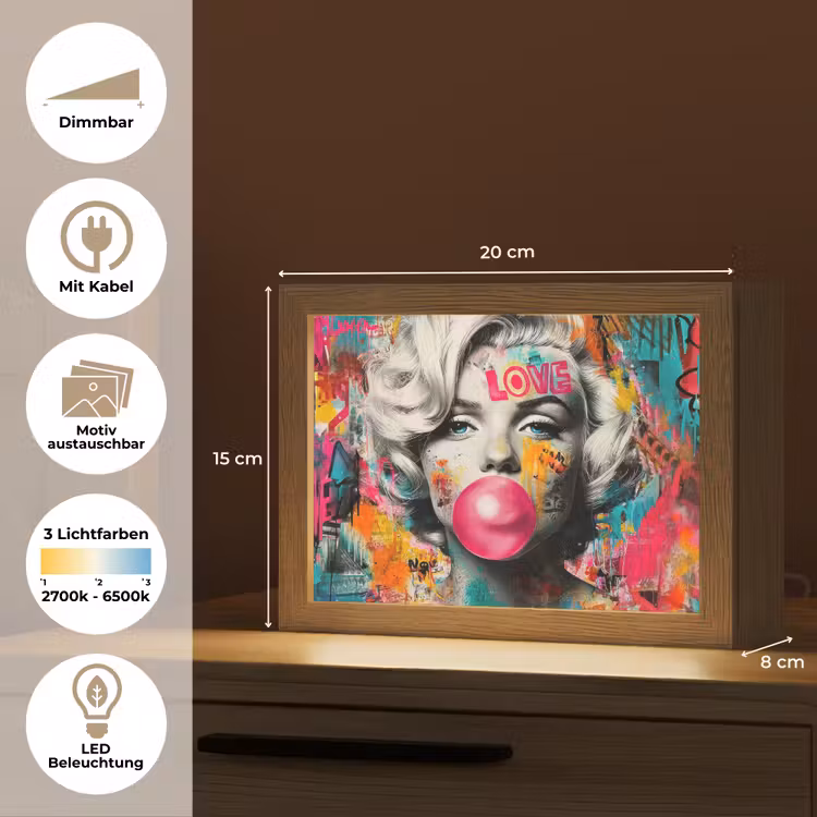 Lightbox - Wandleuchte - Frau - Kaugummi - Graffiti - Neonfarben — 9