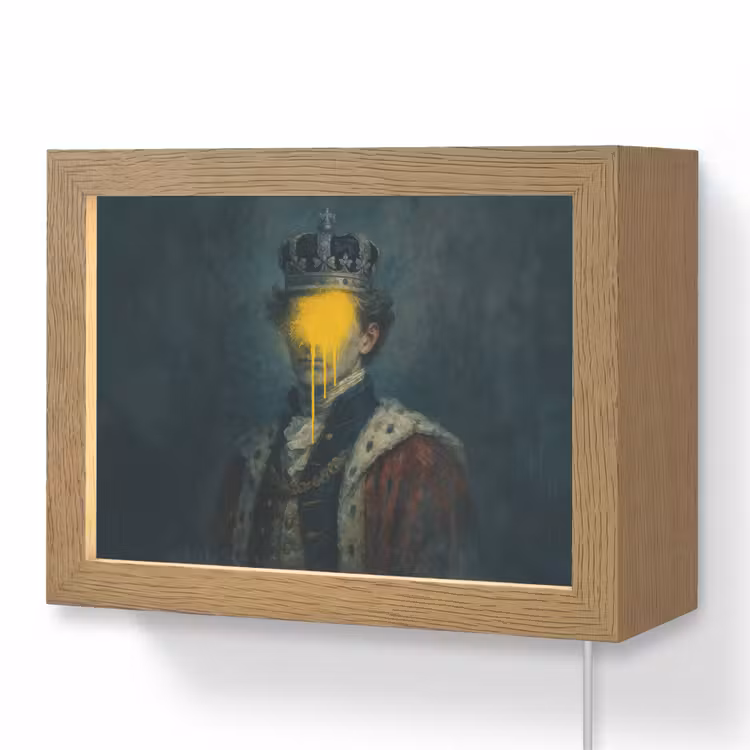Lightbox - Wandleuchte - König - Porträt - Tropfende gelbe Farbe — 1