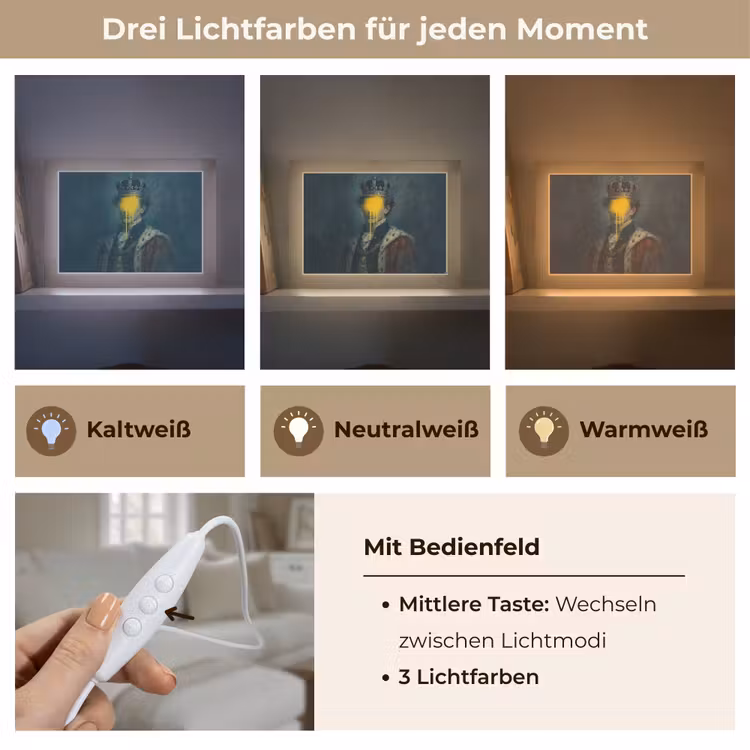 Lightbox - Wandleuchte - König - Porträt - Tropfende gelbe Farbe — 7