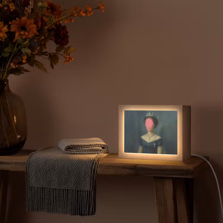 Lightbox - Wandleuchte - Krone - Rosa tropfende Farbe - Porträt — 5