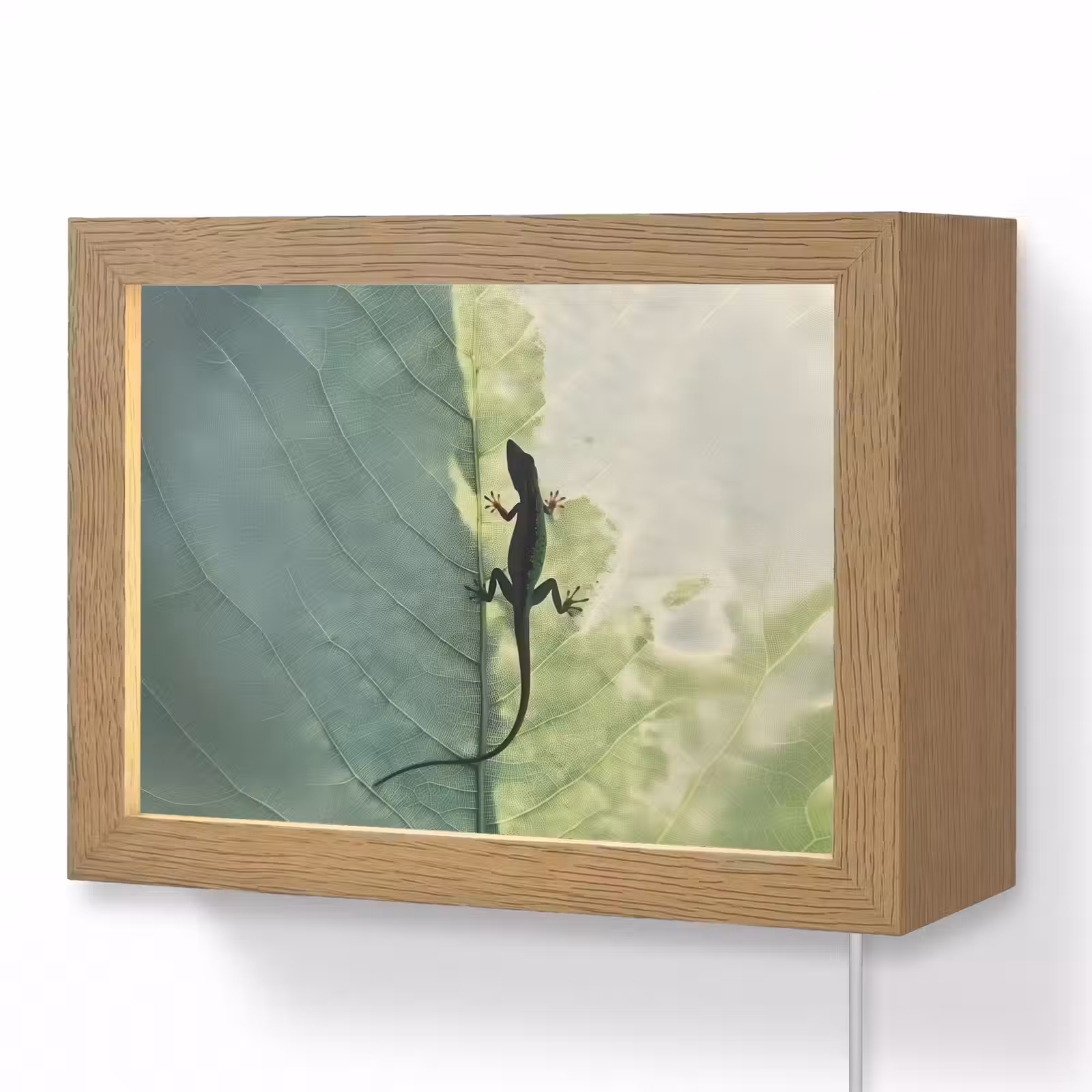 Lightbox - Wandleuchte - Eidechse - Blatt - Venen - Grün — 1