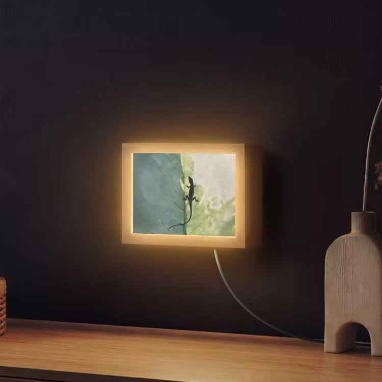 Lightbox - Wandleuchte - Eidechse - Blatt - Venen - Grün — 2