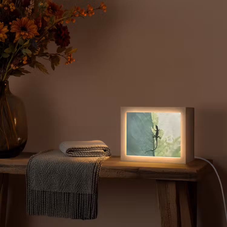 Lightbox - Wandleuchte - Eidechse - Blatt - Venen - Grün — 5