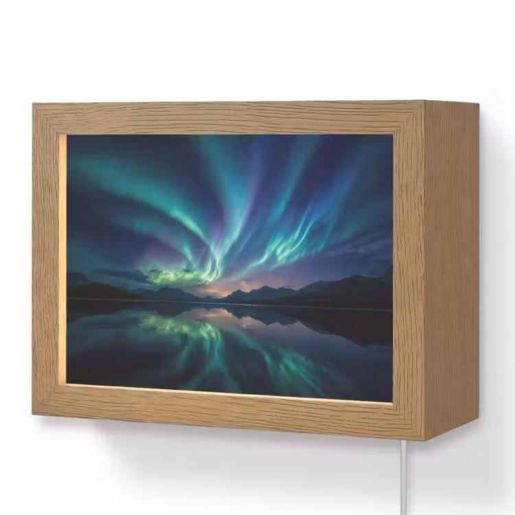 Lightbox - Wandleuchte - Nordlichter - Farbenfroh - Bergsee — 1