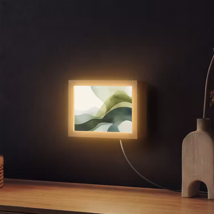 Lightbox - Wandleuchte - Wellen - Abstrakt - Hellgrün - Ornamental — 2