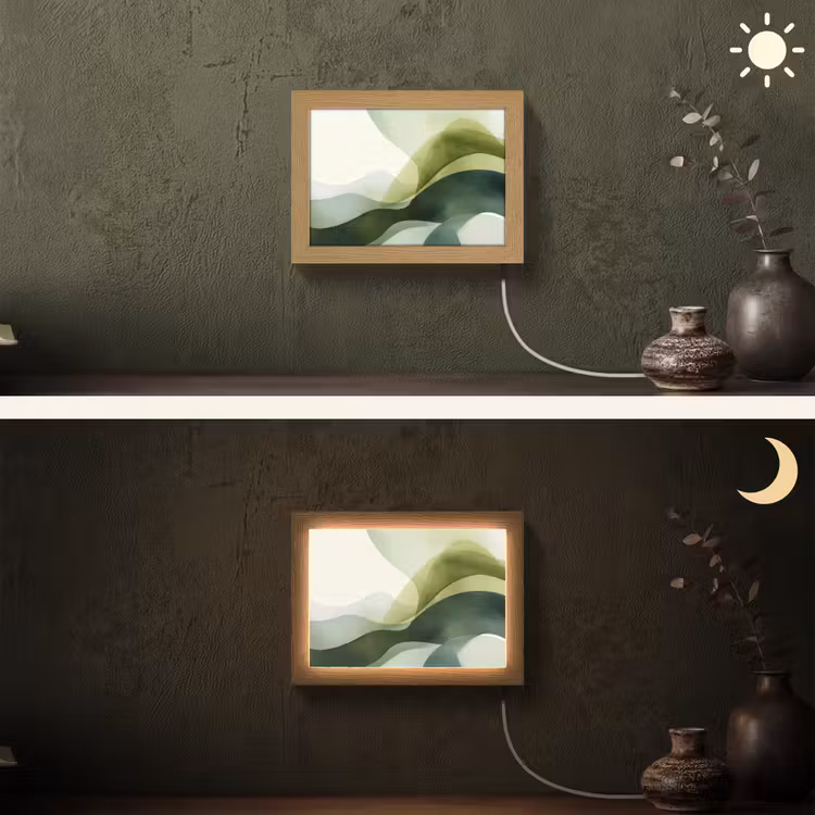 Lightbox - Wandleuchte - Wellen - Abstrakt - Hellgrün - Ornamental — 3