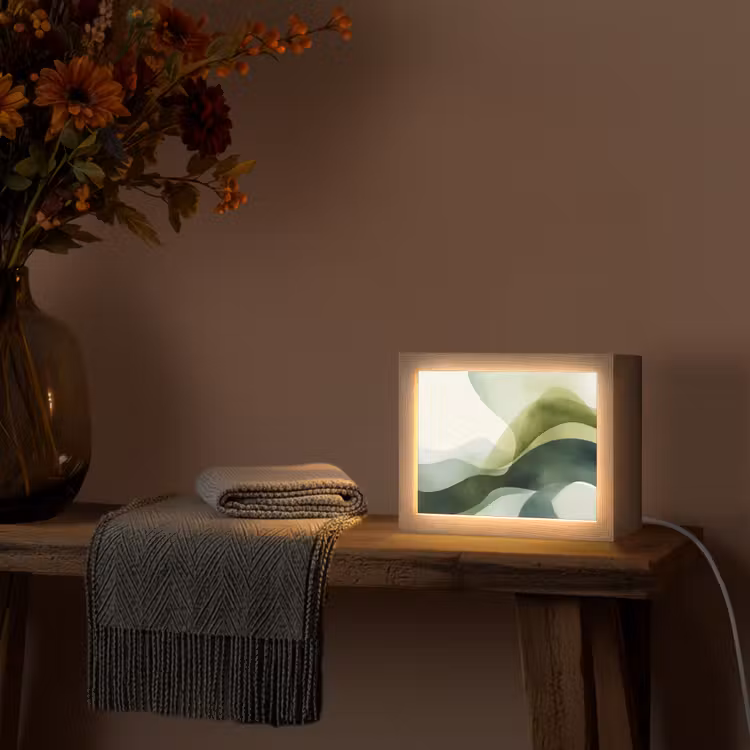Lightbox - Wandleuchte - Wellen - Abstrakt - Hellgrün - Ornamental — 5