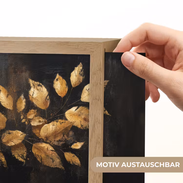 Lightbox - Wandleuchte - Goldene Blätter auf dunklem Hintergrund — 6