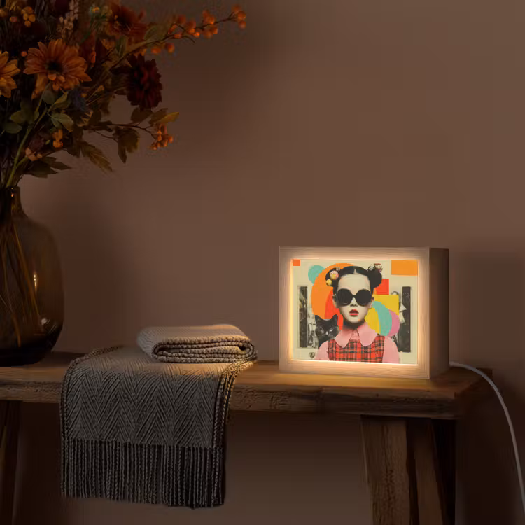 Lightbox - Wandleuchte - Mädchen - Sonnenbrille - Katze - Retro — 5