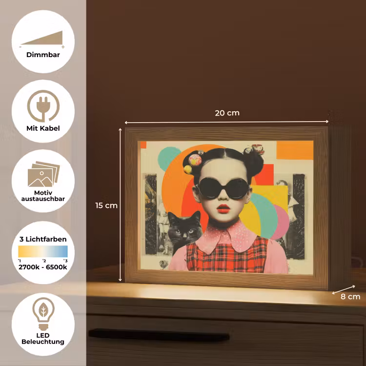 Lightbox - Wandleuchte - Mädchen - Sonnenbrille - Katze - Retro — 9