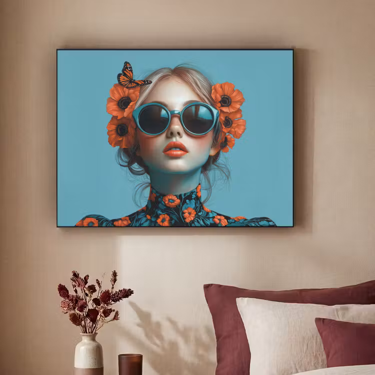 Art Frame - Frau - Blau - Schmetterling - Floral - Ästhetisch — 2
