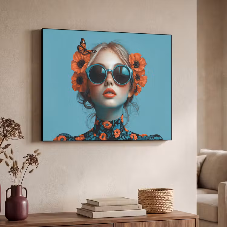 Art Frame - Frau - Blau - Schmetterling - Floral - Ästhetisch — 3