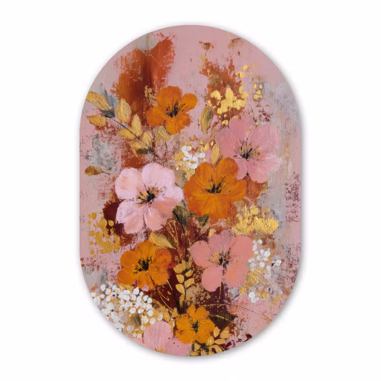 Forexbild Oval - Malerei - Blumen - Rustikal - Rosa — 1