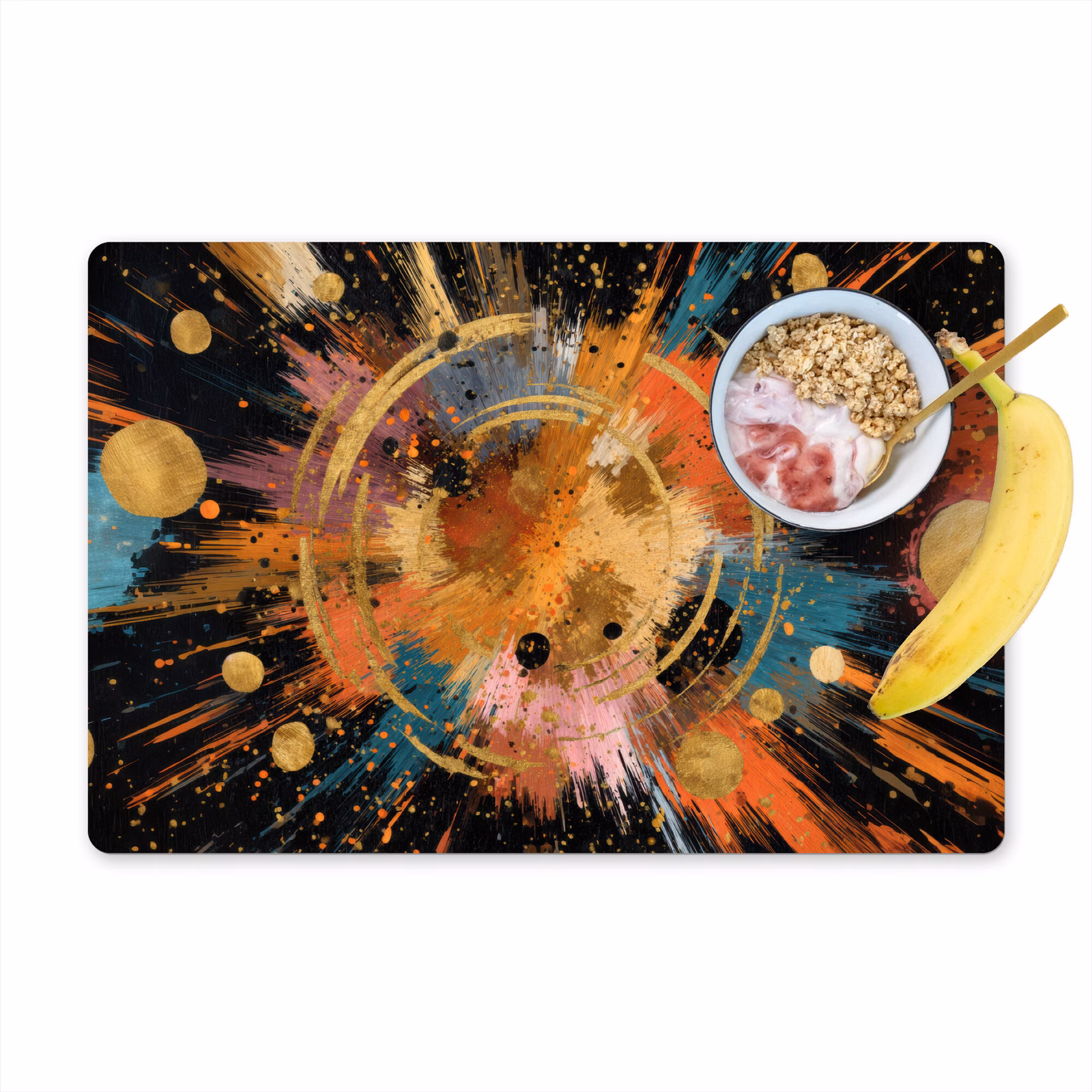 Tischset - 6 Stück - Explosion - Farbtextur - Gold - Abstrakt — 1