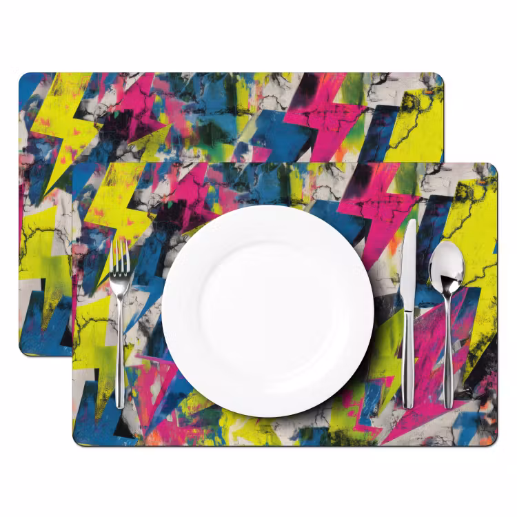 Tischset - 6 Stück - Blitze - Muster - Marmor - Farben — 2