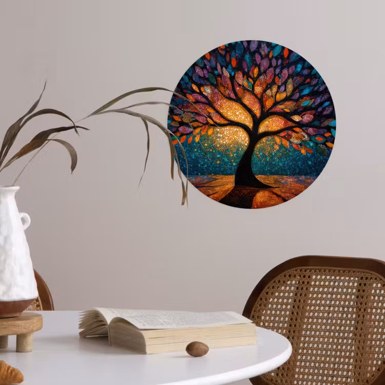 Runde Tapete - Mosaik - Bunt - Baum - Äste — 4