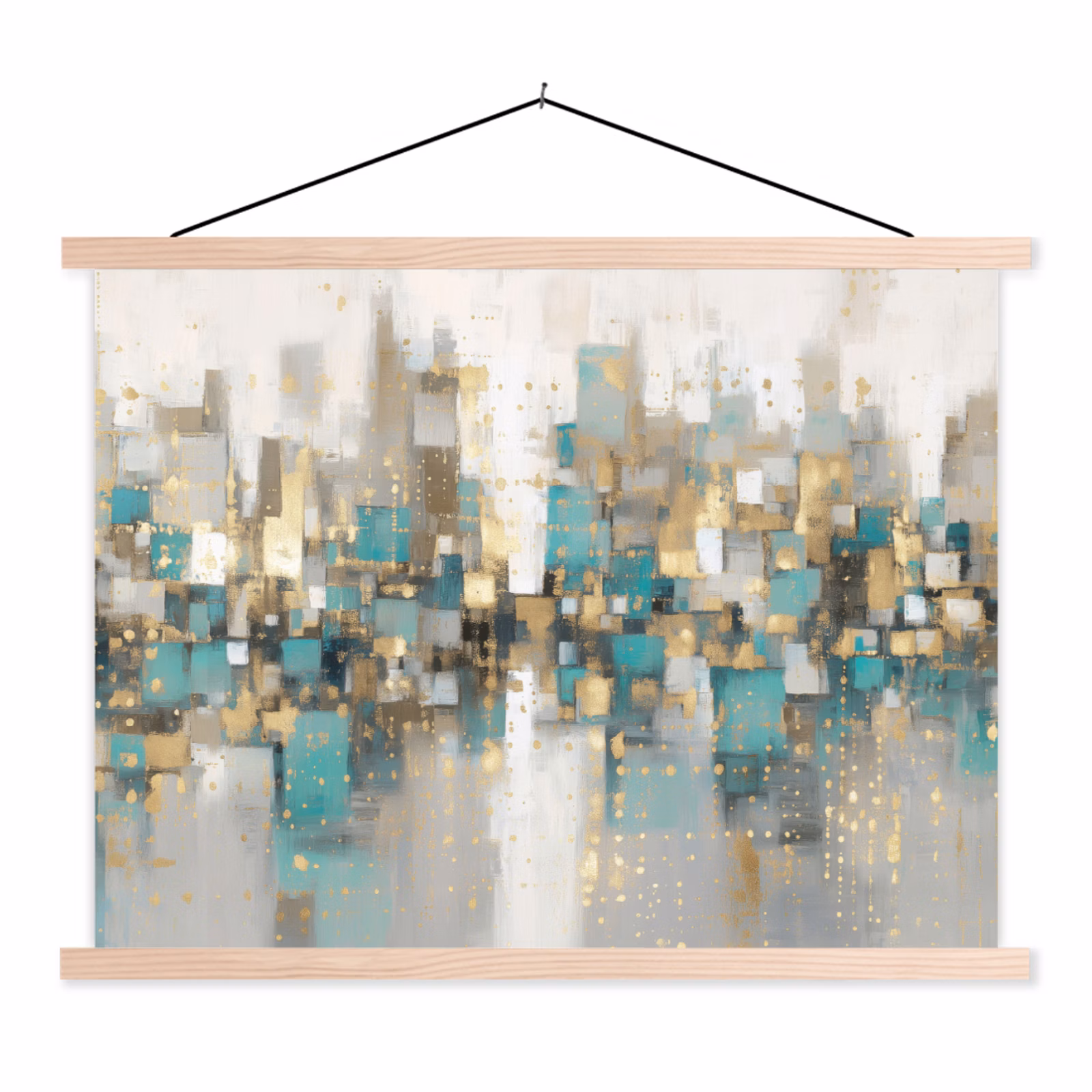 Stoffbild - Abstrakt - Blöcke - Gold - Skyline — 1