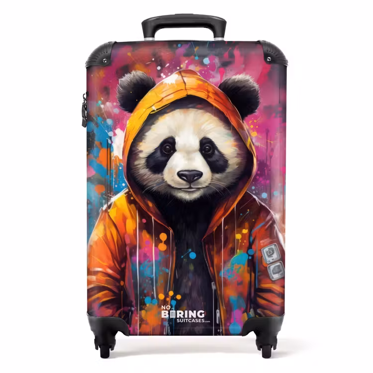 Koffer - Panda mit orangefarbenem Fell und Farbspritzern — 1