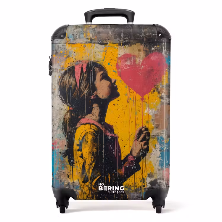 Koffer - Mädchen mit herzförmigem Luftballon im Graffiti-Stil — 1