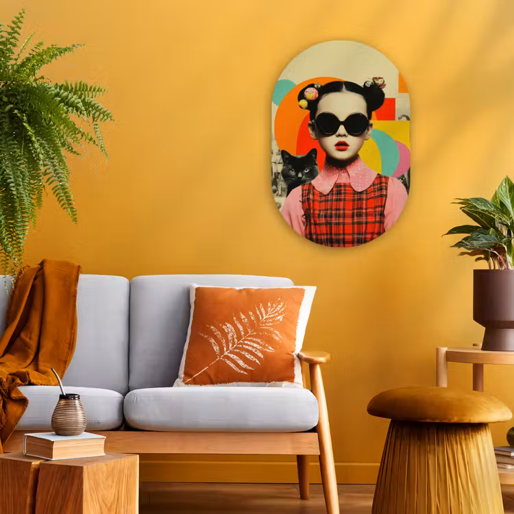 Forexbild Oval - Mädchen - Sonnenbrille - Katze - Retro — 2