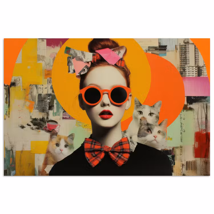 Poster - Frau - Brille - Fliege - Retro — 1