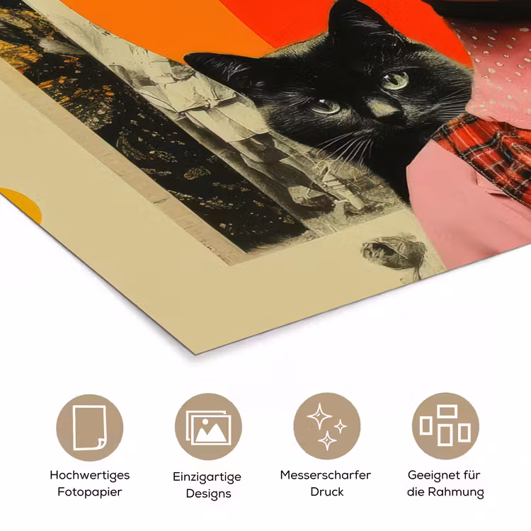 Poster - Mädchen - Sonnenbrille - Katze - Retro — 5