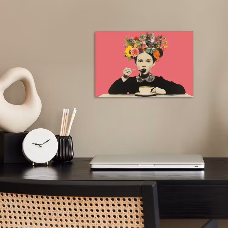 Poster - Mädchen - Tasse - Blumen - Rosa — 2
