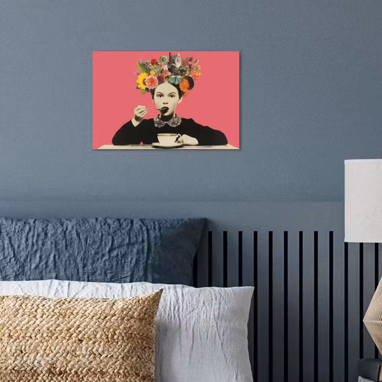 Poster - Mädchen - Tasse - Blumen - Rosa — 3
