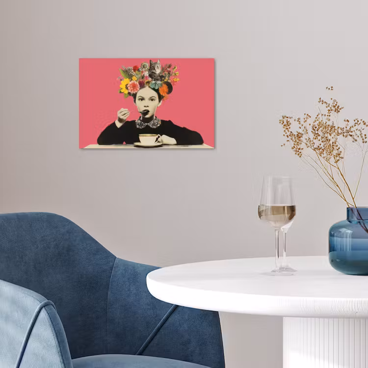 Poster - Mädchen - Tasse - Blumen - Rosa — 4