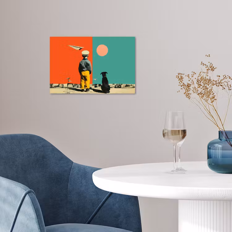 Poster - Retro - Junge - Hund - Rot - Grün — 4